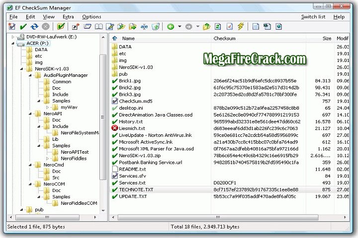 EF CheckSum Manager V 24.01 PC Software with crack
