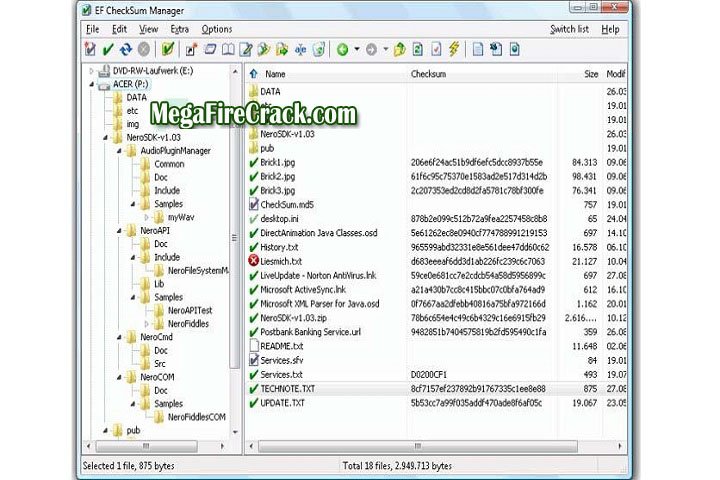 EF CheckSum Manager V 24.01 PC Software with patch